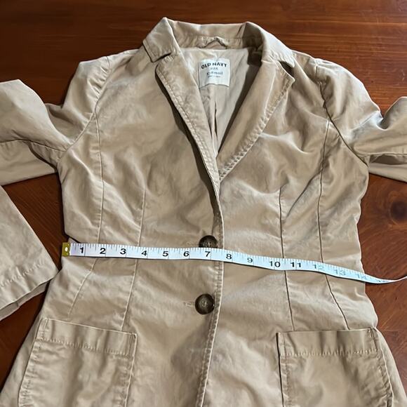 Old Navy Tan Lined Fitted Blazer Jacket Woman Size XS Preppy - Picture 11 of 12